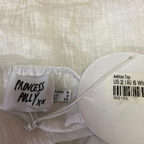 NEW Princess Polly Ashton White Long Sleeve Corset Bustier Blouse Crop Top Sz 2 - Picture 3 of 4